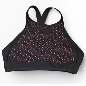 Lululemon Color‎ Me Quick High Neck Sports Bra Black Pink Racerback Keyhole SZ 6